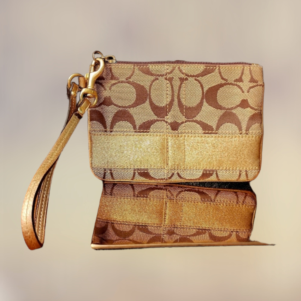 Coach Brown Signature Wristlet Coin Purse